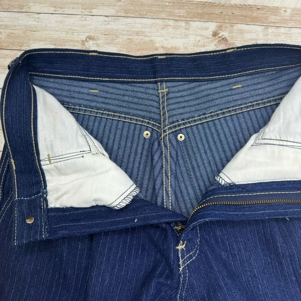 Vintage Braxton Stretch Velvet Stripe Gathered Jeans 16 Super High Rise
